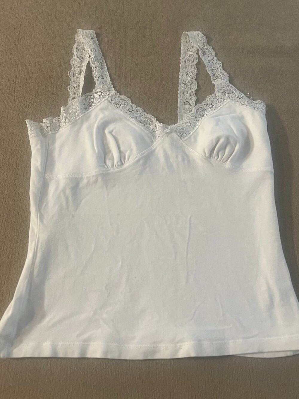 Gap Women's White Lace Trim Vintage Camisole Top Size M